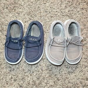 Kids‎ Hey Dude Wally Stretch Canvas Tan Youth 1 US/ Canvas Navy 13 US